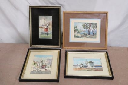 4 signed watercolor paintings