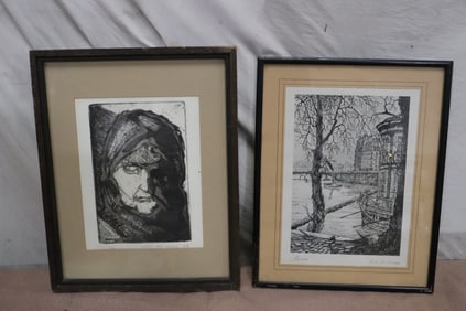 2 signed etchings