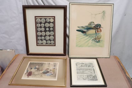 4 vintage etchings