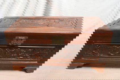 Chinese rosewood carved trunk
