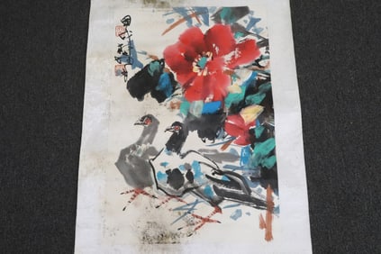 Yong Lin watercolor on paper "birds and flowers"