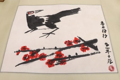 Zifan Cui watercolor panel "crow"