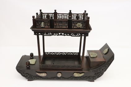 zitan chest mounted with jade carved ornaments