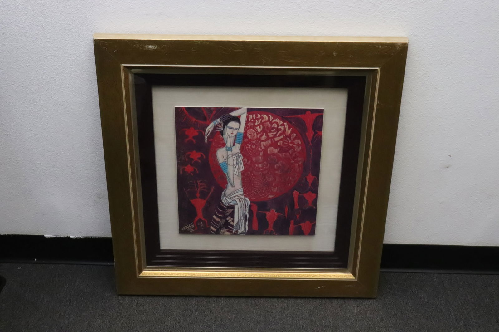 Ting Shao Kuang serigraph on paper, signed & dated: Ting Shao Kuang (丁紹光, 1939- ) serigraph on paper (15.2"x15.2"), signed lower left, dated 1988, with beautiful giltwood frame (29.65"x29.65"x1.5")