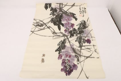 Gang Zhao (??) watercolor on paper "grape vine"