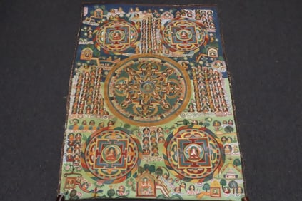 Vintage Chinese hand painted thangka