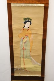 Chinese watercolor scroll "portrait of lady"