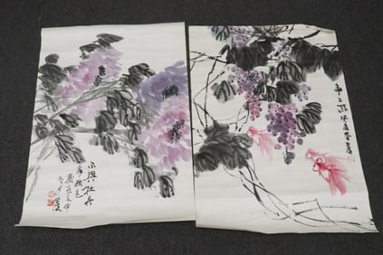 2 Chinese watercolor on paper, signed & seal mark