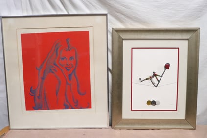 Gerard Puvis signed "modern art", & silkscreen by David Berg