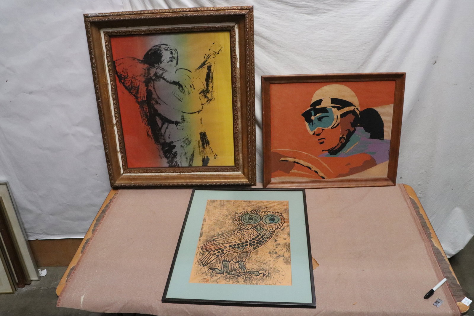 3 large framed lithography: 3 large framed lithography, 19.7"x14.9" (F:26.7"x21.5"x0.6") - 25.1"x21.1" (F:33.6"x29.4"x2.2")
