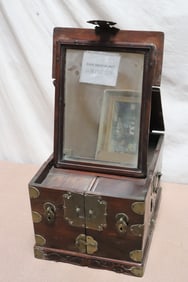 Antique Chinese rosewood dressing box with mirror