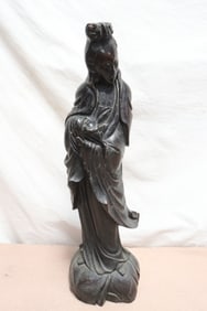 Very fine Chinese vintage rosewood carved Guanyin