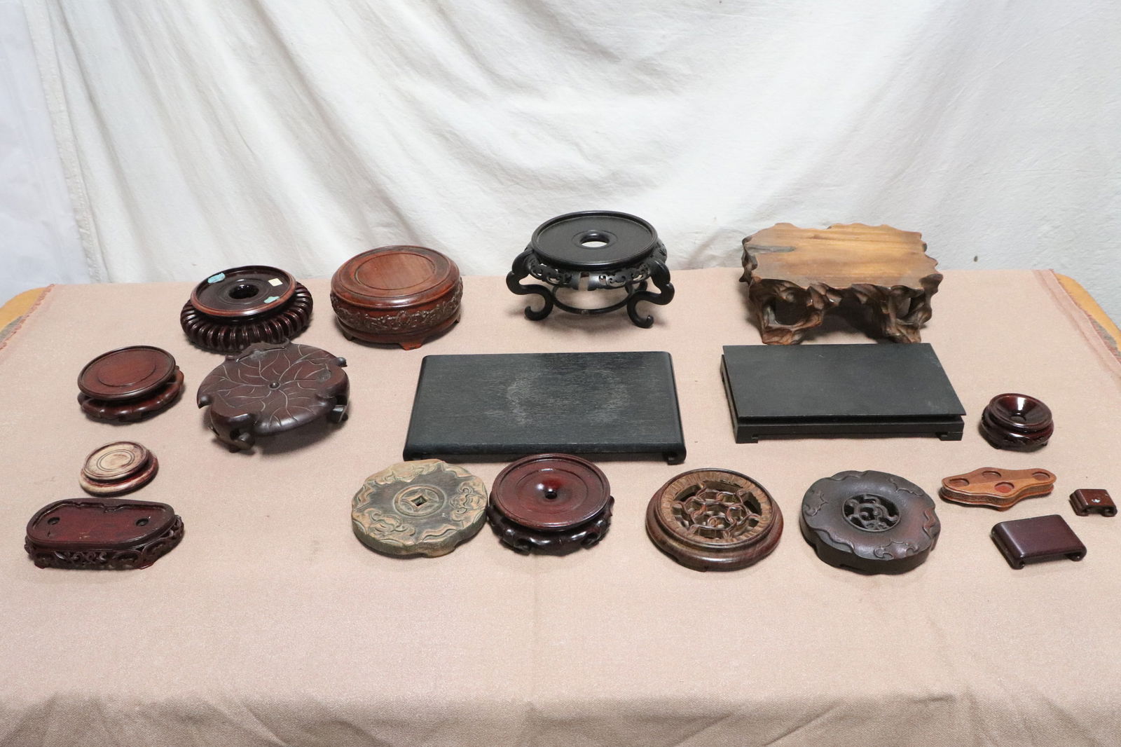 Large lot of Chinese wood carved stands (1 of 11)