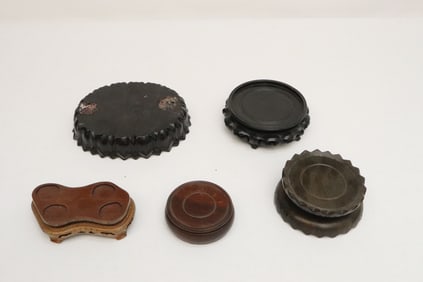 5 Chinese wood carved stands