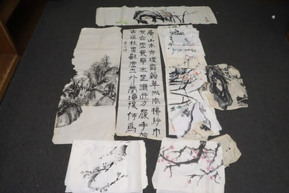 Collection of misc. Chinese watercolors on rice paper