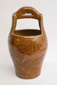 Unusual brown glazed porcelain water bucket