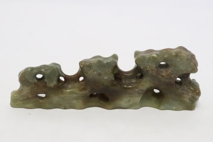 Celadon jade carved brush holder