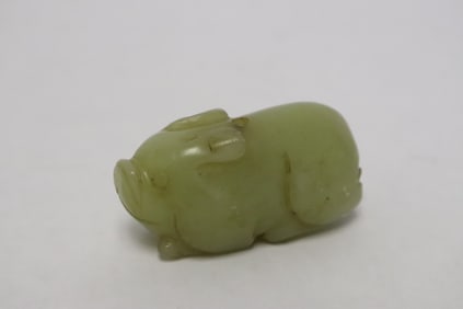 Very fine Chinese vintage white jade carved pig