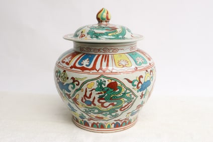 Chinese doucai porcelain covered jar