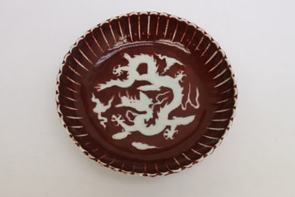 Chinese white on red porcelain plate