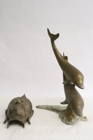 Asian bronze sculpture, and a brass sculpture