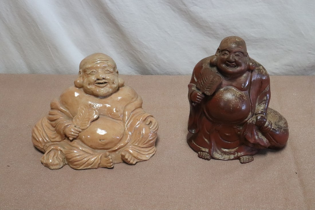 2 vintage Japanese earthenware sculpture of deity (1 of 10)