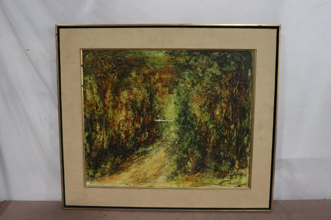 Oil on canvas "abstract", scratch on surface, signed: Oil on canvas "abstract", scratch on surface, signed, 19.5"x23.7" (F:26.65"x30.8"x1.4")