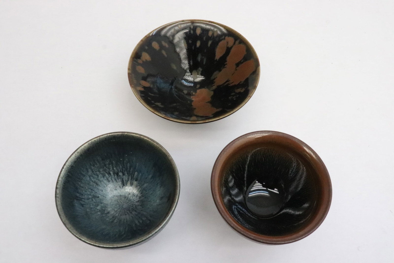 3 Song style earthenware bowls: 3 Song style earthenware bowls, 2.25"x3.45"dia - 1.95"x4.65"dia