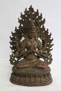 Bronze sculpture of deity: Bronze sculpture of deity, 9.85"H