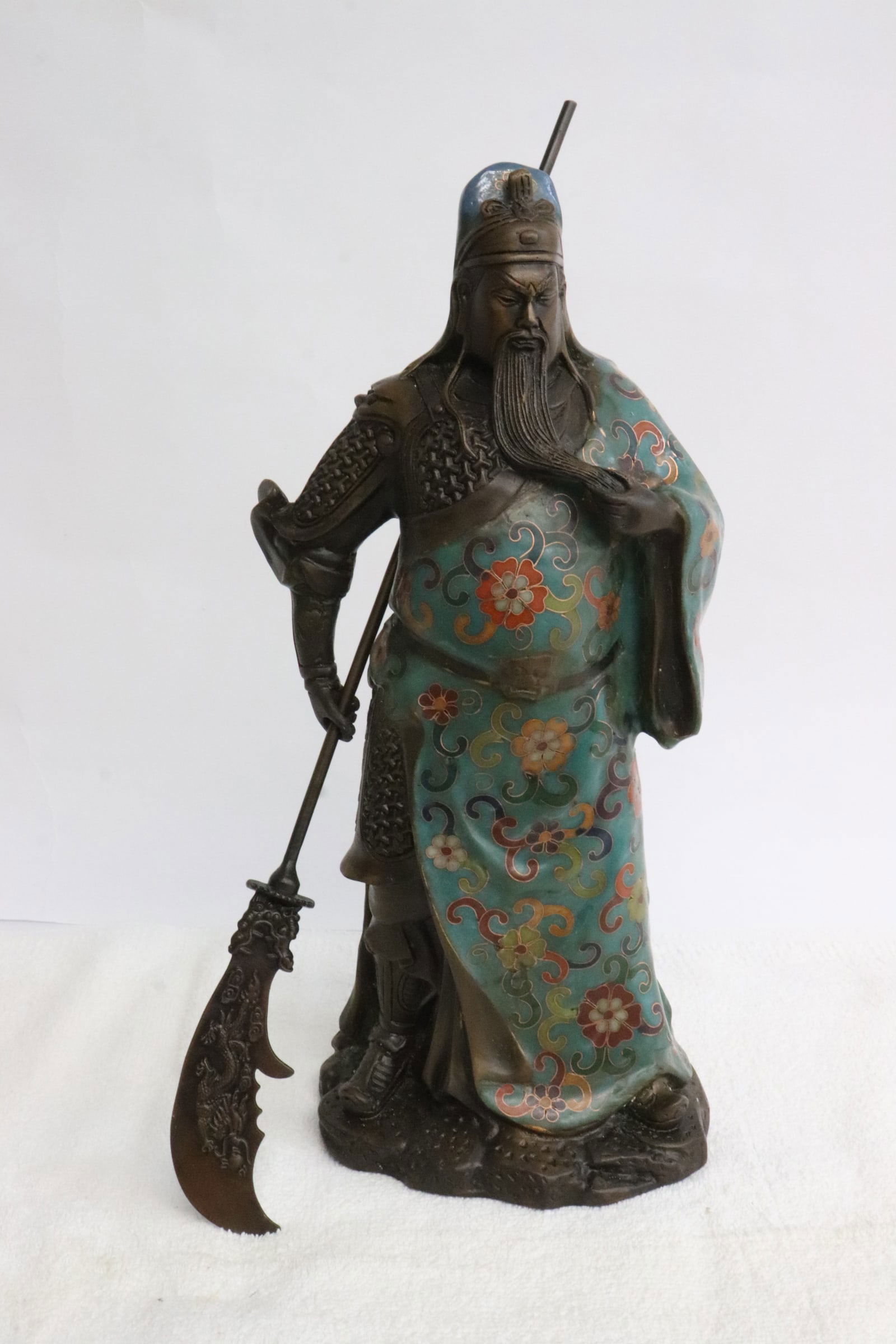 A Cloisonne bronze sculpture of warrior (1 of 8)