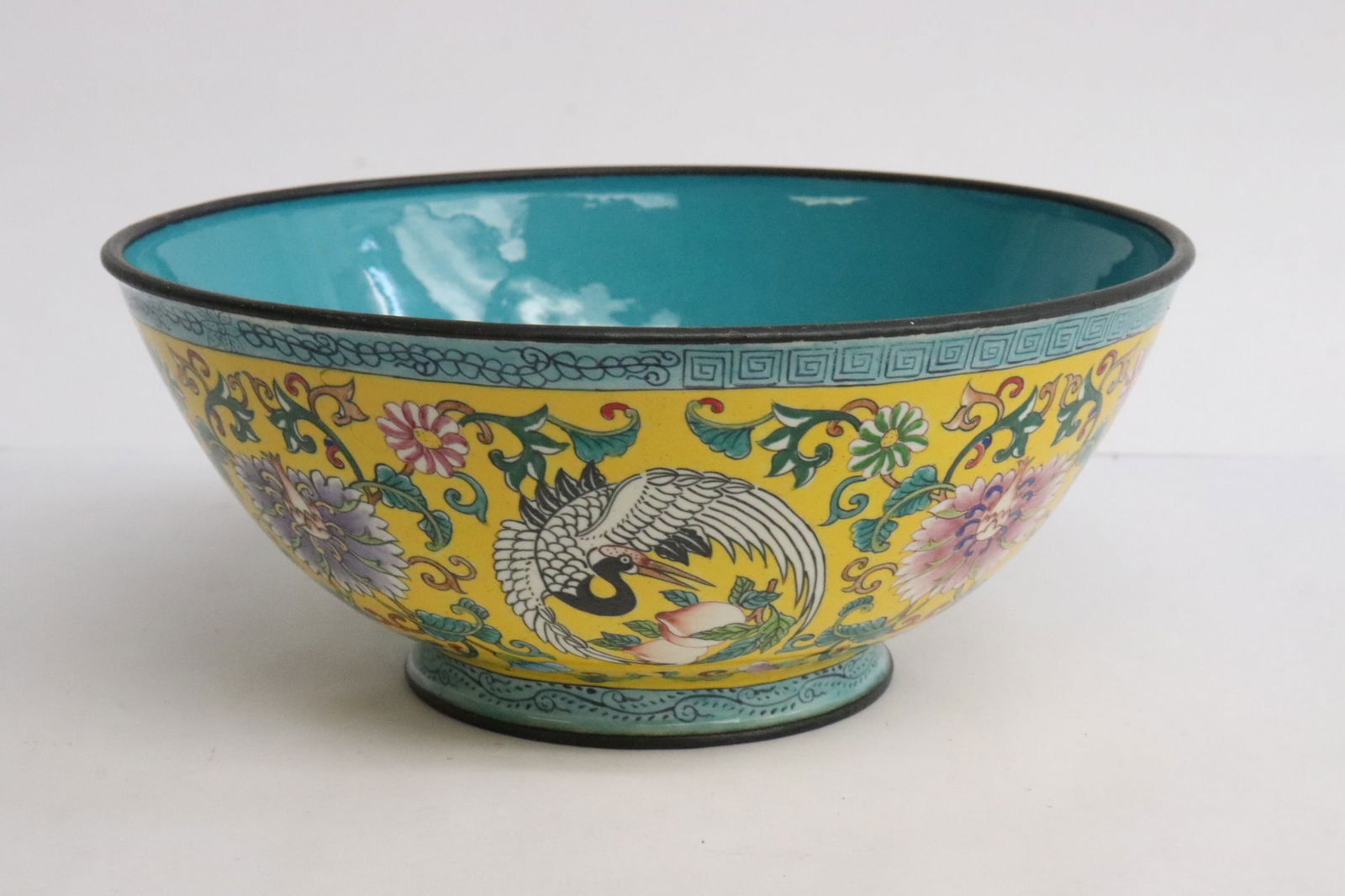 Fine enamel on copper bowl: Fine enamel on copper bowl, 2.9"x6.7"dia