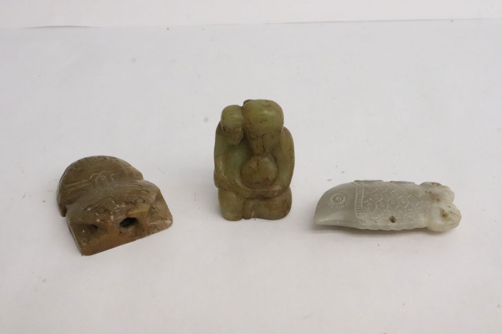 3 jade like stone carved ornaments (1 of 11)