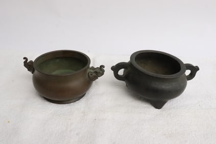 2 bronze open censers