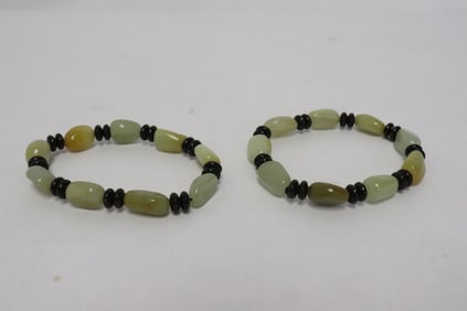 2 jade like bead bracelets