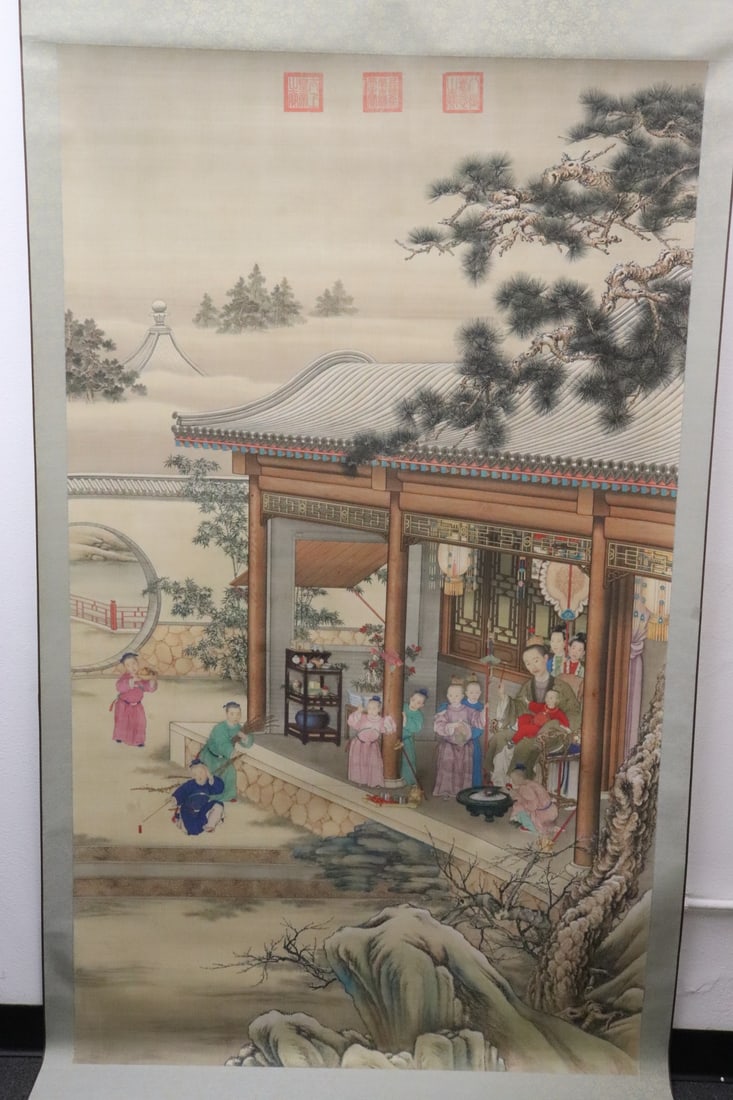 A massive Chinese print scroll: A massive Chinese print scroll, 74.35"x43"