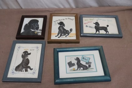 5 framed pencil drawings "puppy" by Robert Robathan