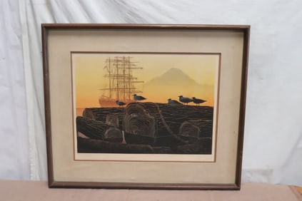 Elton Bennett etching in color "tidewater"