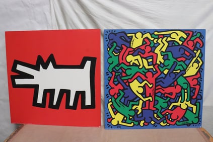 2 screen print of Keith Harding abstract art