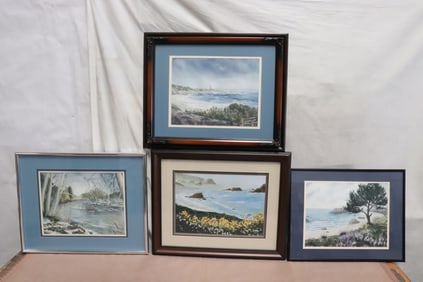 4 watercolors by June Robathan "landscape"