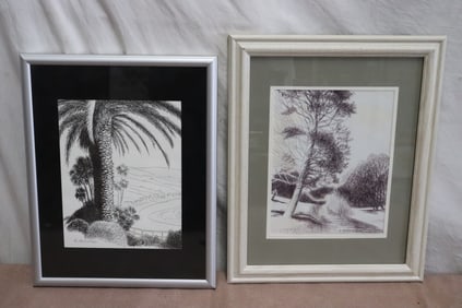 2 ink on paper "Riverside scenes" by Robert Robathan