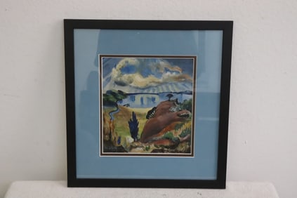 Watercolor of country scene, signed and dated