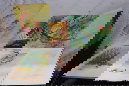 6 pastel/ color pencil/ watercolor on paper paintings