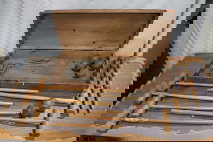 Antique wooden croquet set for 6 players