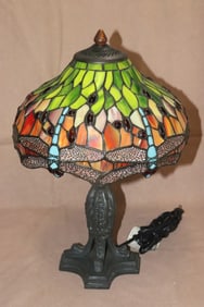 A leaded glass table lamp