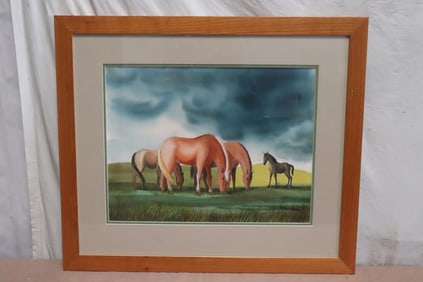 Robert Robathan watercolor on paper "horses"