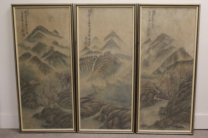 3 Chinese antique framed watercolors