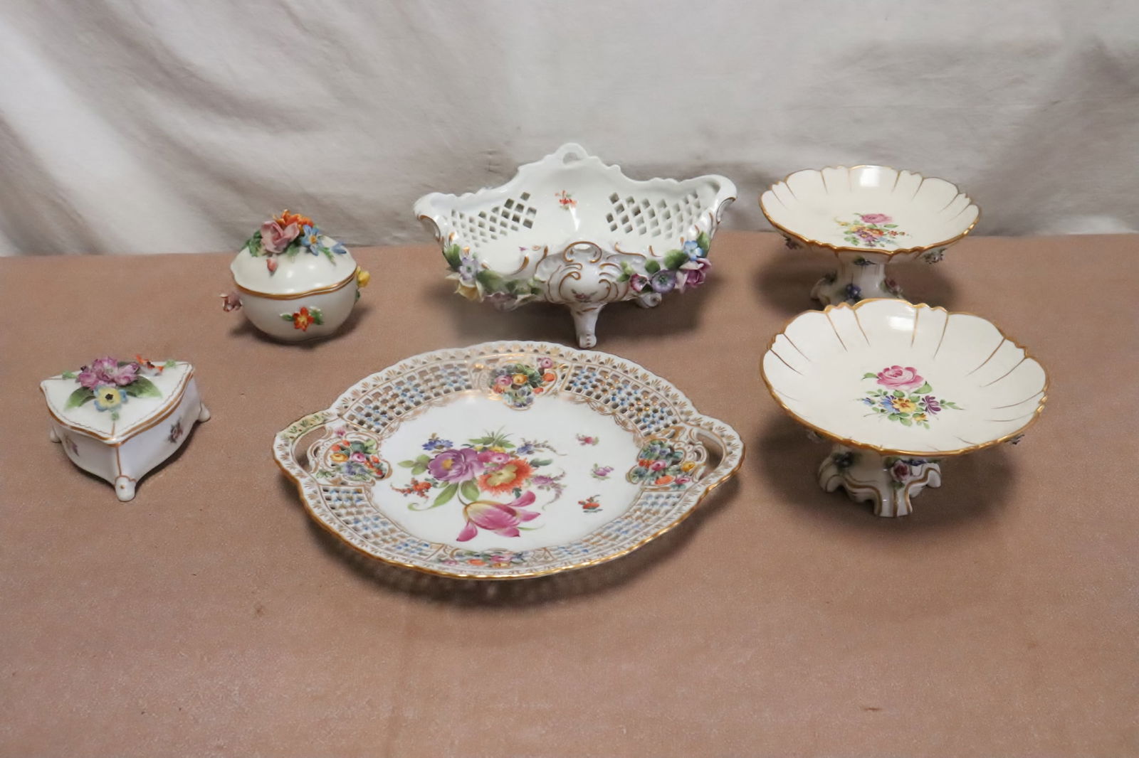 6 pieces German porcelain; Dresden, etc. (1 of 13)