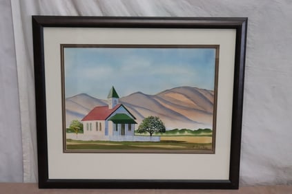 Robert Robathan watercolor on paper "little school house"