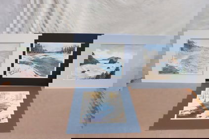 4 watercolor on paper by June Robathan, 2 signed