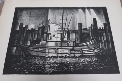 Robert Robahan lithograph "sailboat", signed